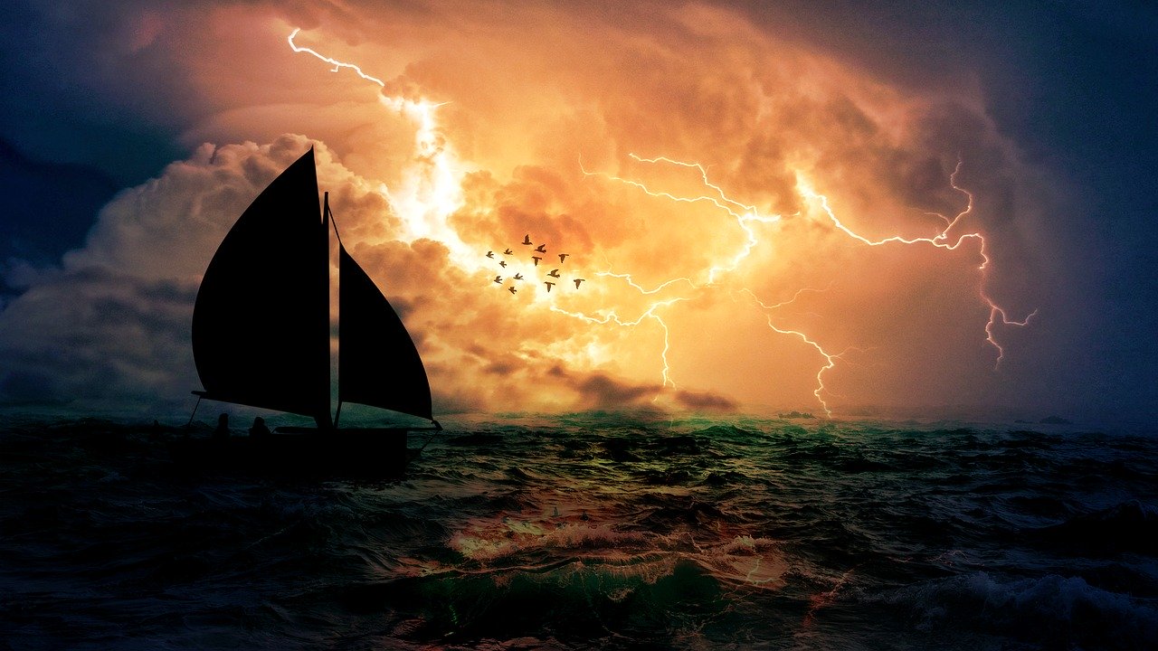 sail boat in a storm